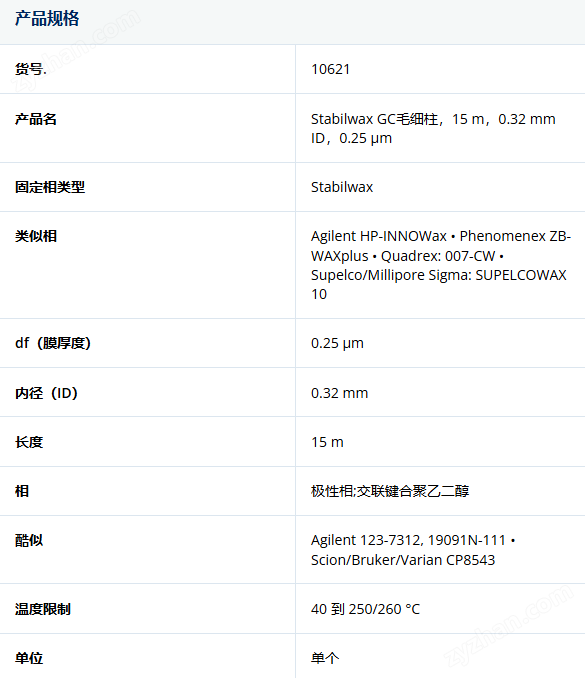RESTEK  Stabilwax GC毛细柱